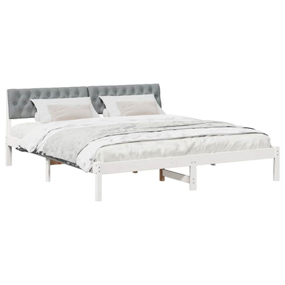 Bedframe Wit en lichtgrijs 180 x 200 cm Massief grenenhout