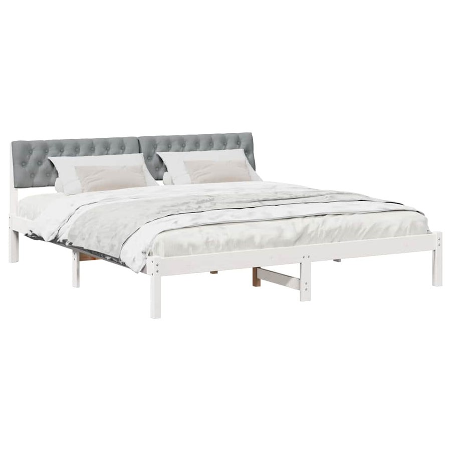 Bedframe Wit en lichtgrijs 180 x 200 cm Massief grenenhout