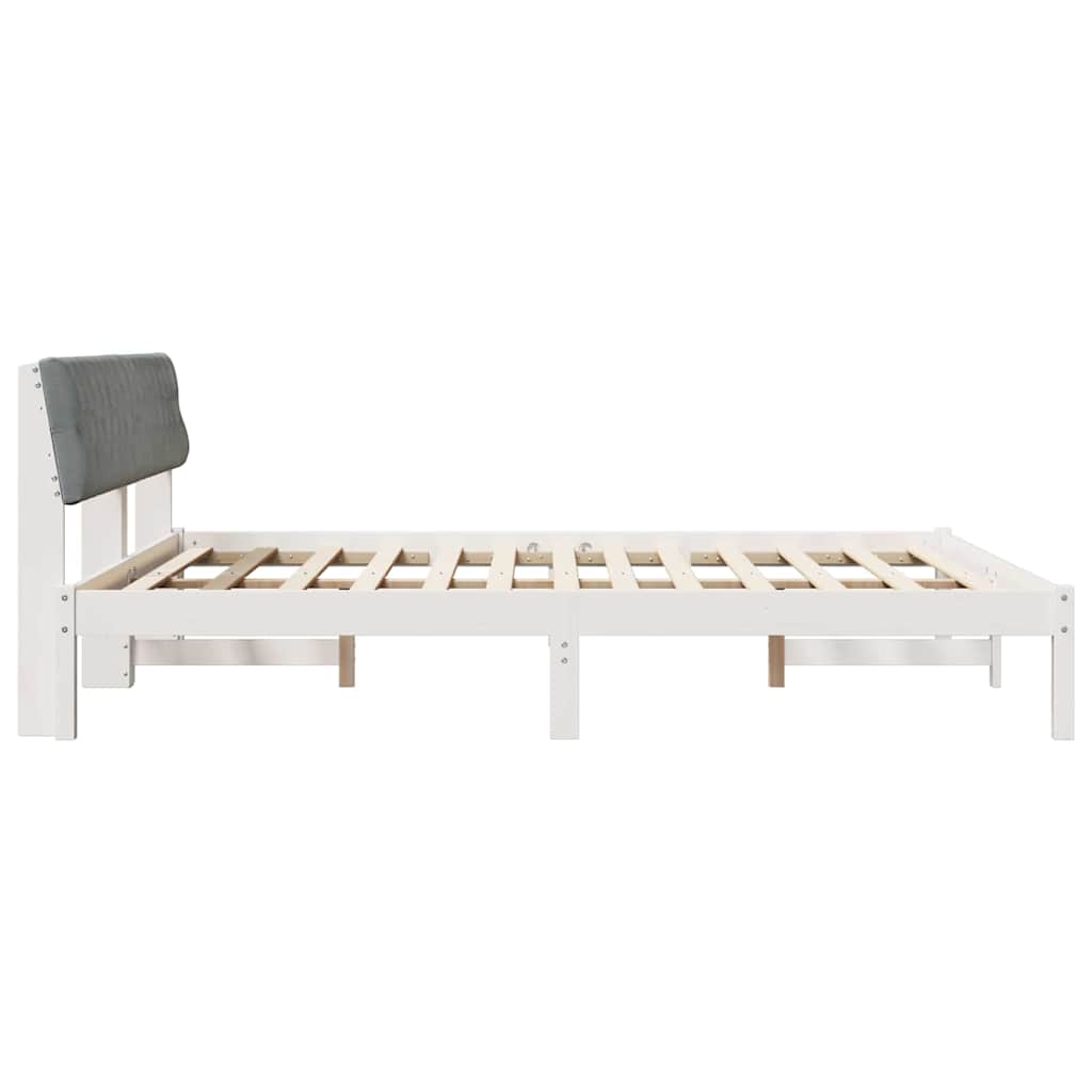 Bedframe Wit en lichtgrijs 180 x 200 cm Massief grenenhout