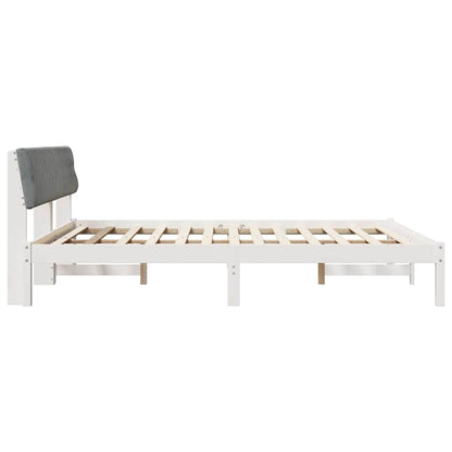 Bedframe Wit en lichtgrijs 180 x 200 cm Massief grenenhout