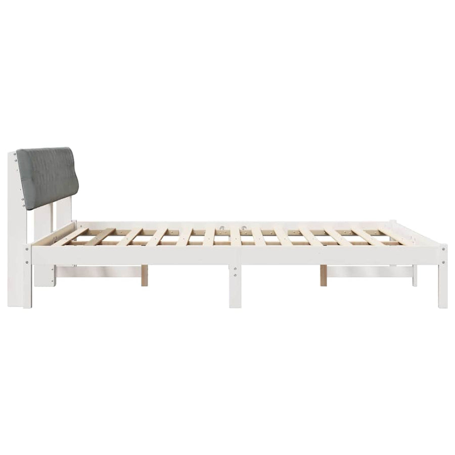 Bedframe Wit en lichtgrijs 180 x 200 cm Massief grenenhout