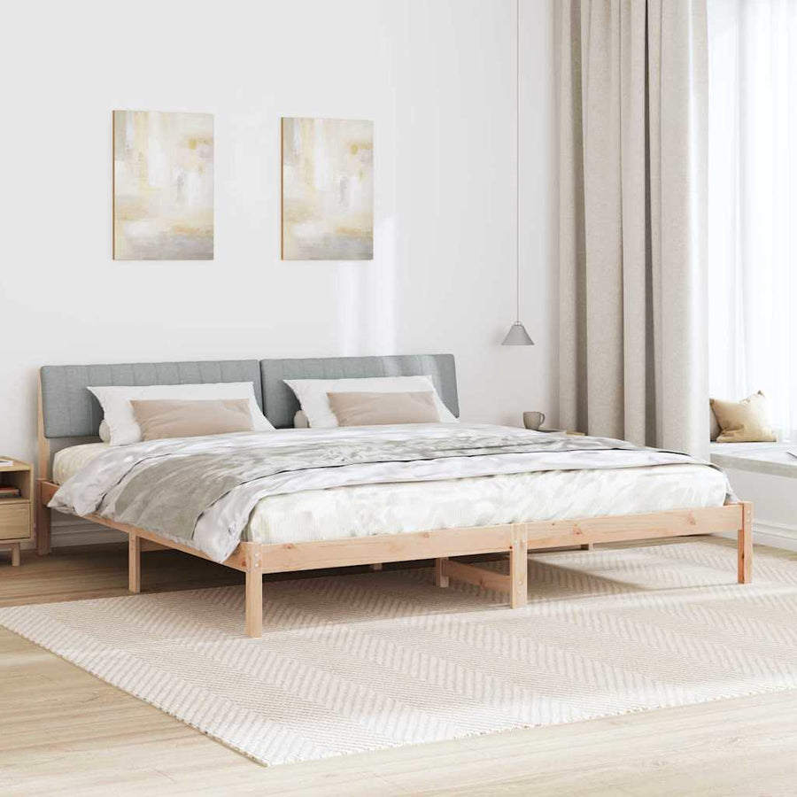 Bedframe Bruin en lichtgrijs 200 x 200 cm Massief grenenhout
