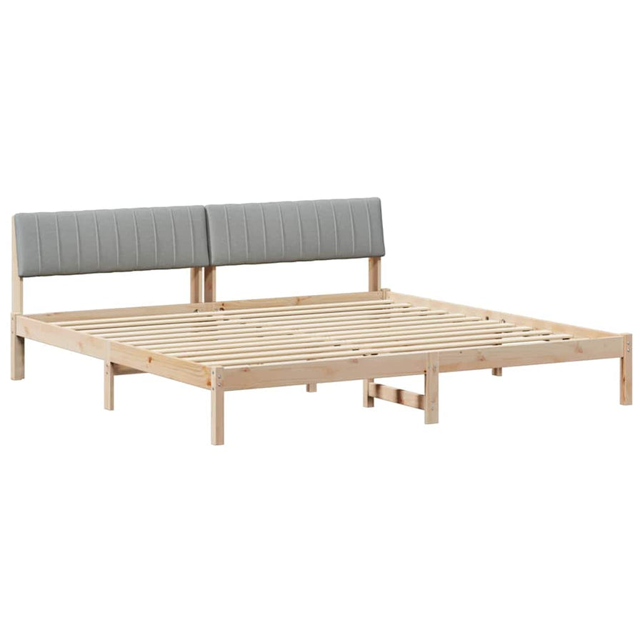 Bedframe Bruin en lichtgrijs 200 x 200 cm Massief grenenhout