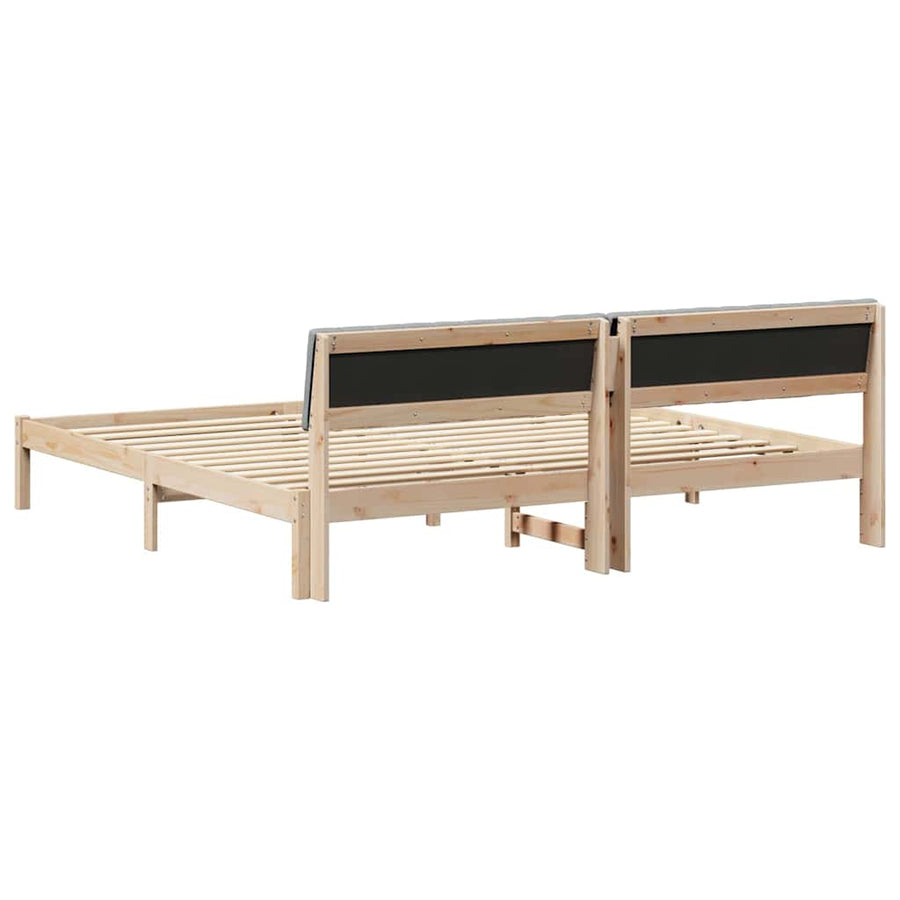 Bedframe Bruin en lichtgrijs 200 x 200 cm Massief grenenhout