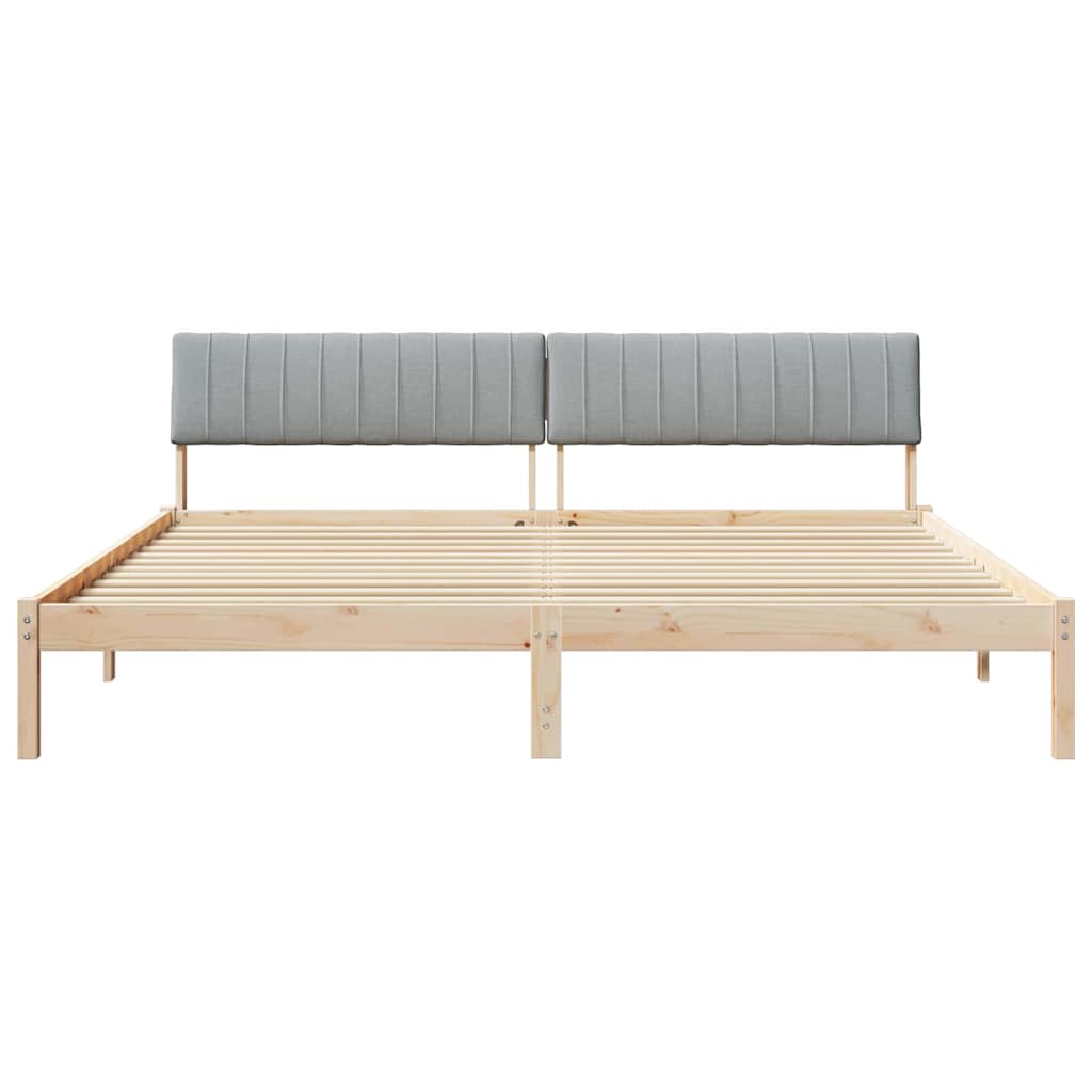 Bedframe Bruin en lichtgrijs 200 x 200 cm Massief grenenhout