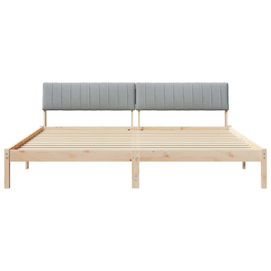 Bedframe Bruin en lichtgrijs 200 x 200 cm Massief grenenhout