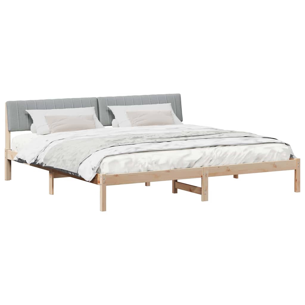 Bedframe Bruin en lichtgrijs 200 x 200 cm Massief grenenhout