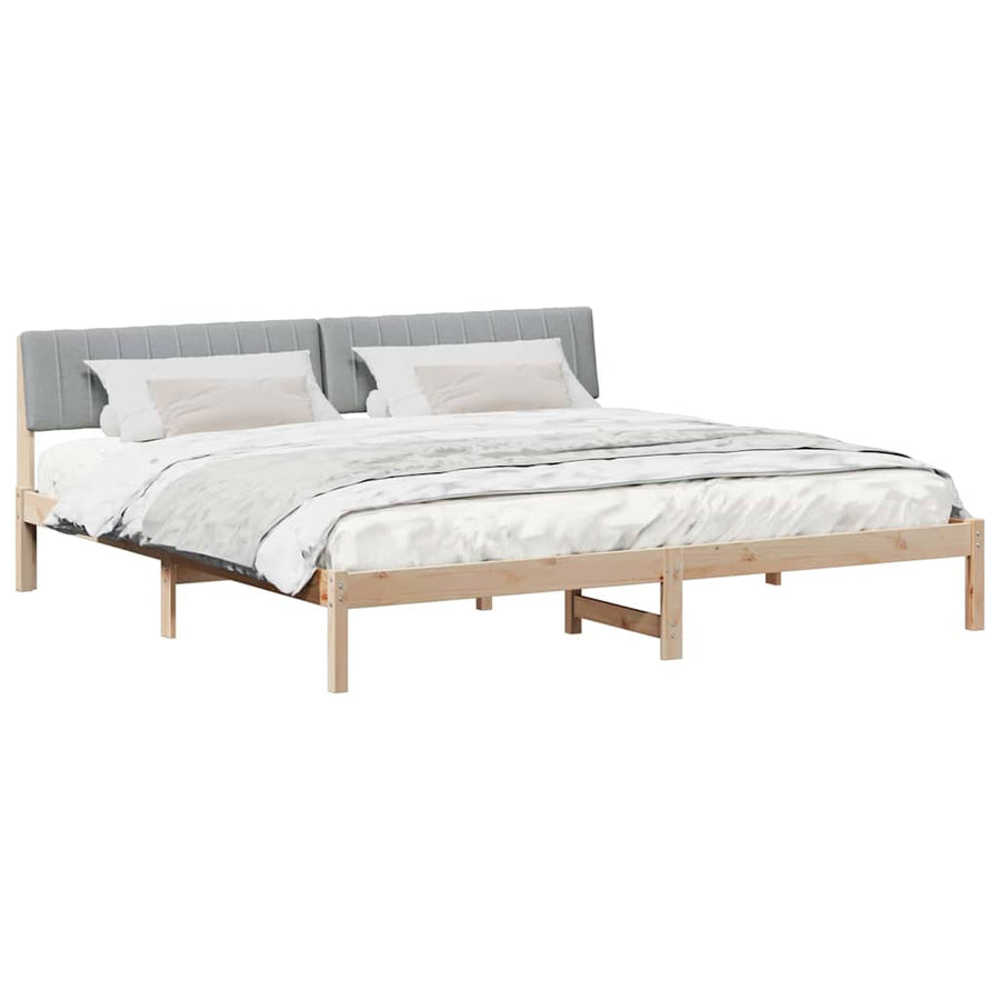 Bedframe Bruin en lichtgrijs 200 x 200 cm Massief grenenhout
