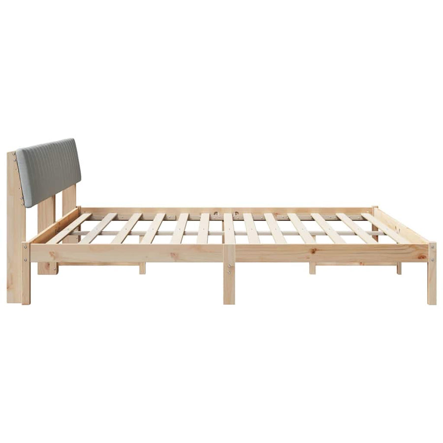Bedframe Bruin en lichtgrijs 200 x 200 cm Massief grenenhout