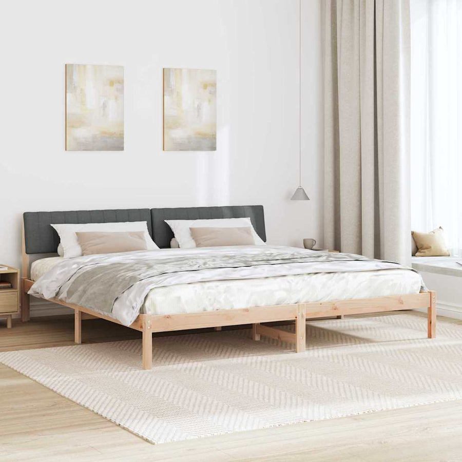 Bedframe Bruin en donkergrijs 200 x 200 cm Massief grenenhout