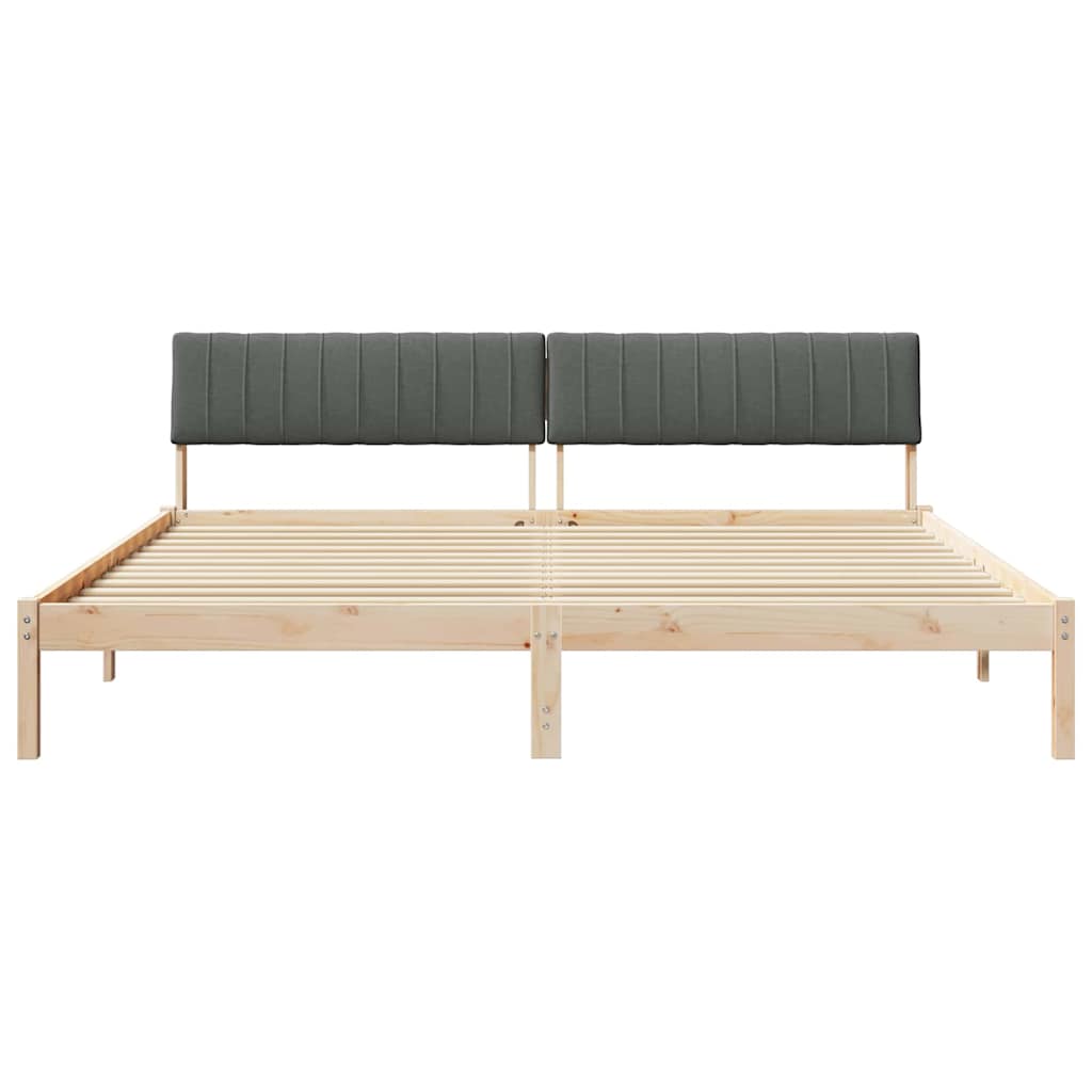 Bedframe Bruin en donkergrijs 200 x 200 cm Massief grenenhout