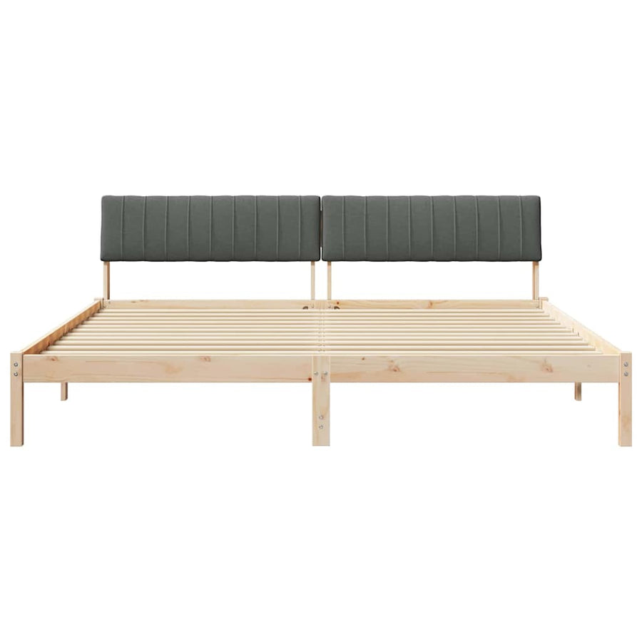 Bedframe Bruin en donkergrijs 200 x 200 cm Massief grenenhout