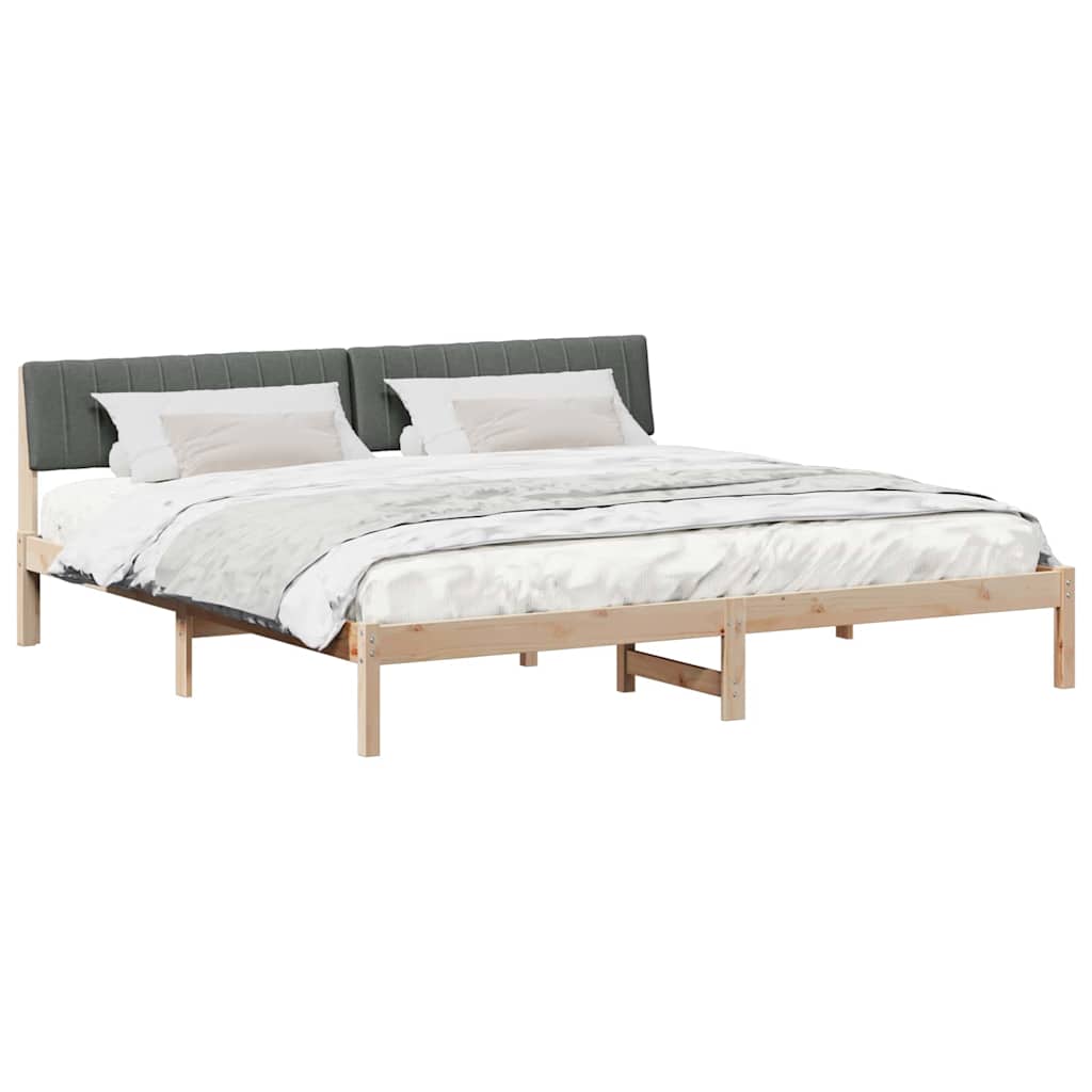 Bedframe Bruin en donkergrijs 200 x 200 cm Massief grenenhout