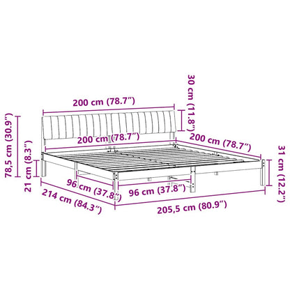 Bedframe Bruin en donkergrijs 200 x 200 cm Massief grenenhout