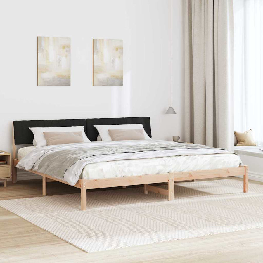 Bedframe Bruin en zwart 200 x 200 cm Massief grenenhout