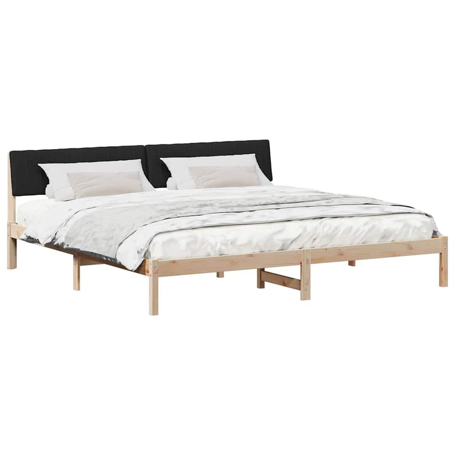 Bedframe Bruin en zwart 200 x 200 cm Massief grenenhout