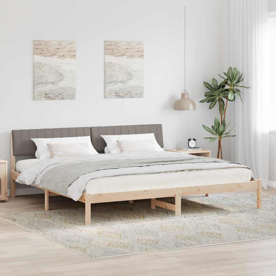 Bedframe Bruin en taupe 200 x 200 cm Massief grenenhout