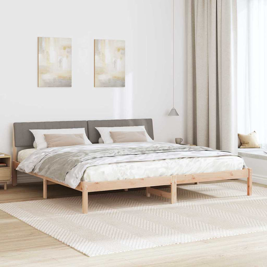 Bedframe Bruin en taupe 200 x 200 cm Massief grenenhout