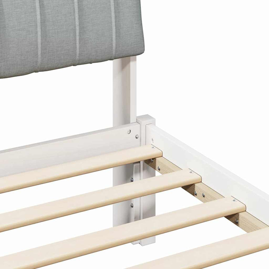 Bedframe Wit en lichtgrijs 200 x 200 cm Massief grenenhout