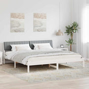 Bedframe massief grenenhout wit lichtgrijs 200x200 cm