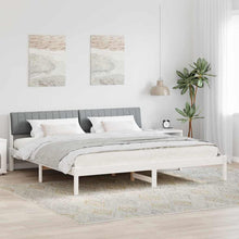 Bedframe Wit en lichtgrijs 200 x 200 cm Massief grenenhout
