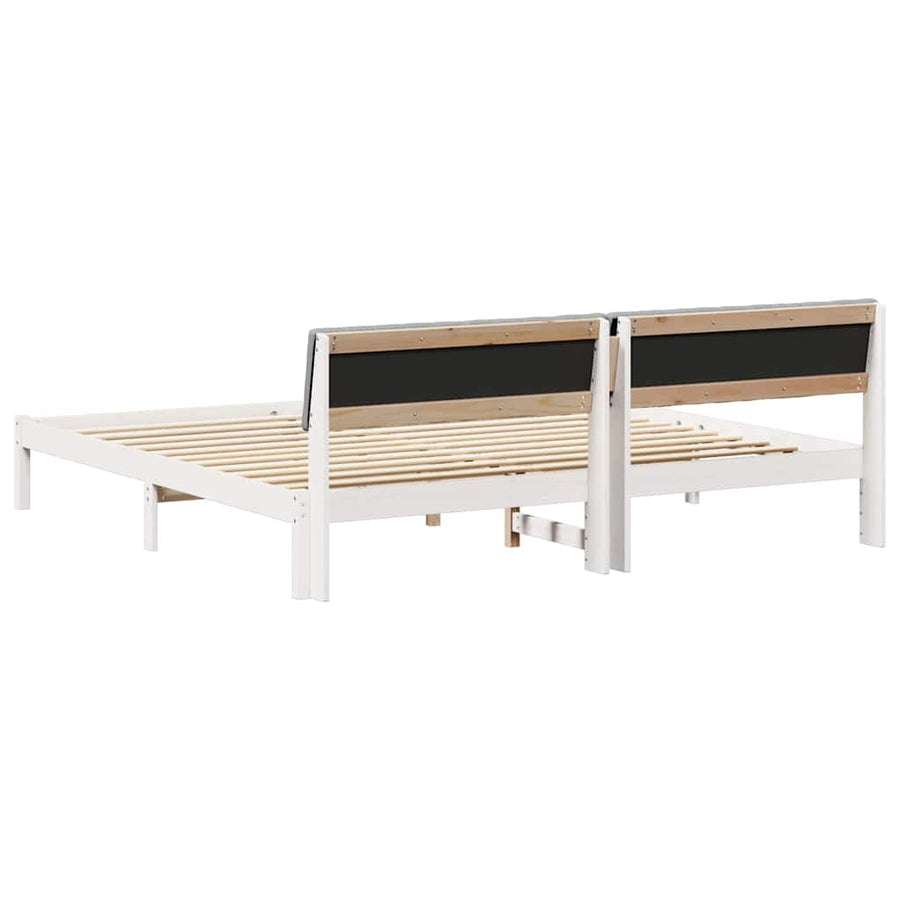 Bedframe Wit en lichtgrijs 200 x 200 cm Massief grenenhout