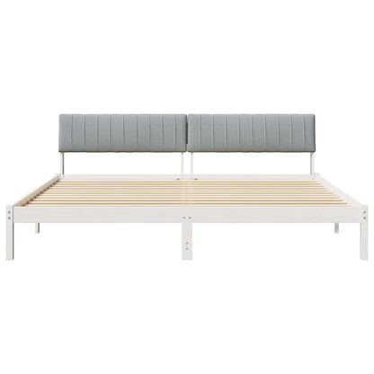 Bedframe Wit en lichtgrijs 200 x 200 cm Massief grenenhout