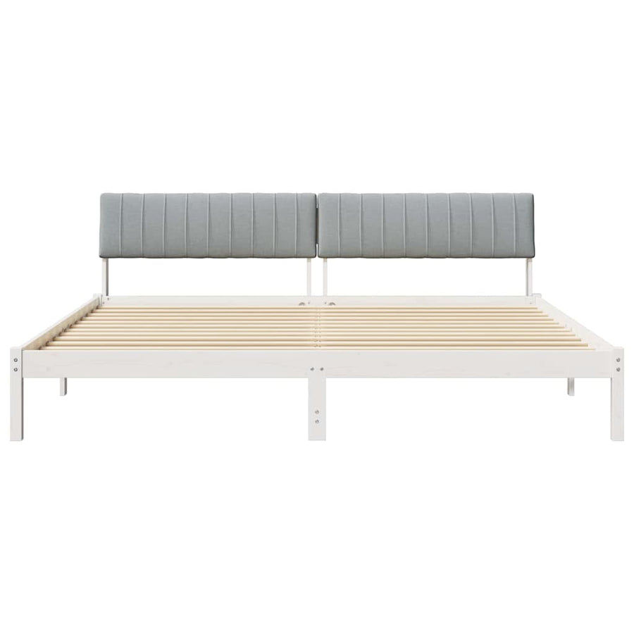 Bedframe Wit en lichtgrijs 200 x 200 cm Massief grenenhout