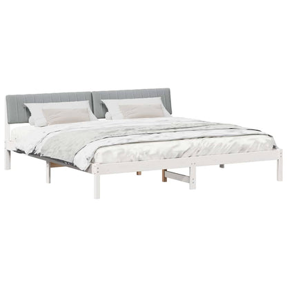 Bedframe Wit en lichtgrijs 200 x 200 cm Massief grenenhout