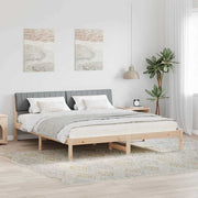 Bedframe 180x200 cm massief grenenhout bruin lichtgrijs