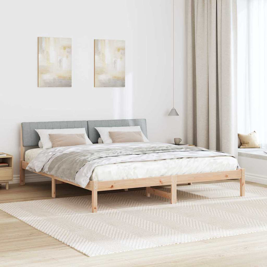 Bedframe Bruin en lichtgrijs 180 x 200 cm Massief grenenhout