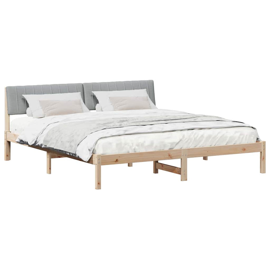 Bedframe Bruin en lichtgrijs 180 x 200 cm Massief grenenhout