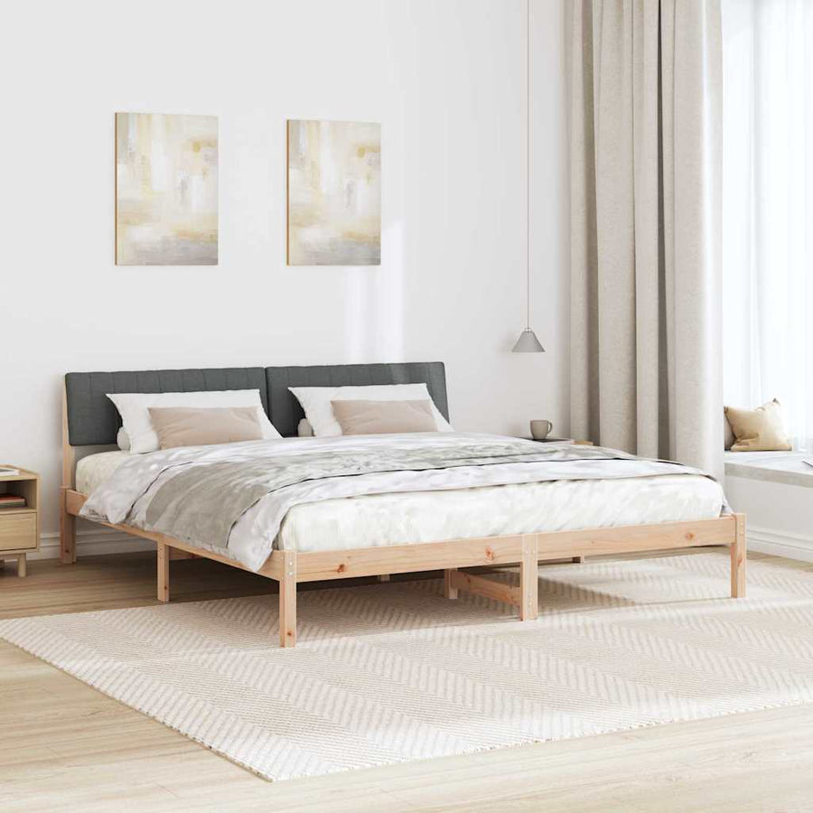 Bedframe Bruin en donkergrijs 180 x 200 cm Massief grenenhout