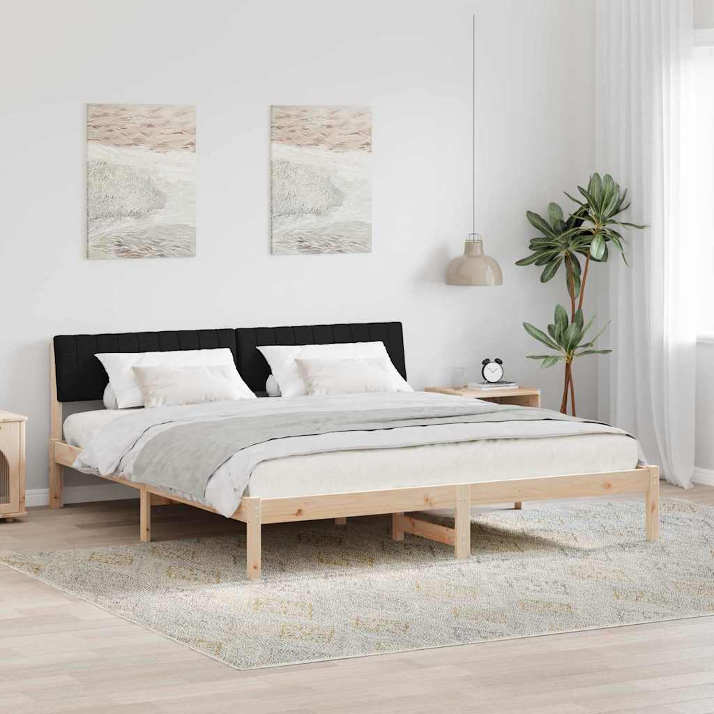Bedframe Bruin en zwart 180 x 200 cm Massief grenenhout