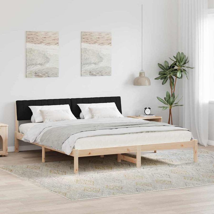 Bedframe Bruin en zwart 180 x 200 cm Massief grenenhout