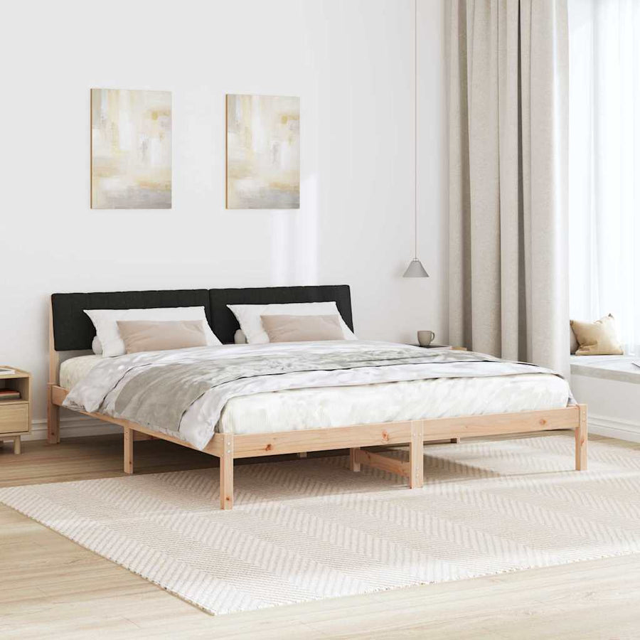 Bedframe Bruin en zwart 180 x 200 cm Massief grenenhout