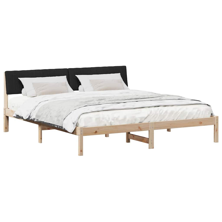Bedframe Bruin en zwart 180 x 200 cm Massief grenenhout