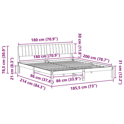 Bedframe Bruin en zwart 180 x 200 cm Massief grenenhout
