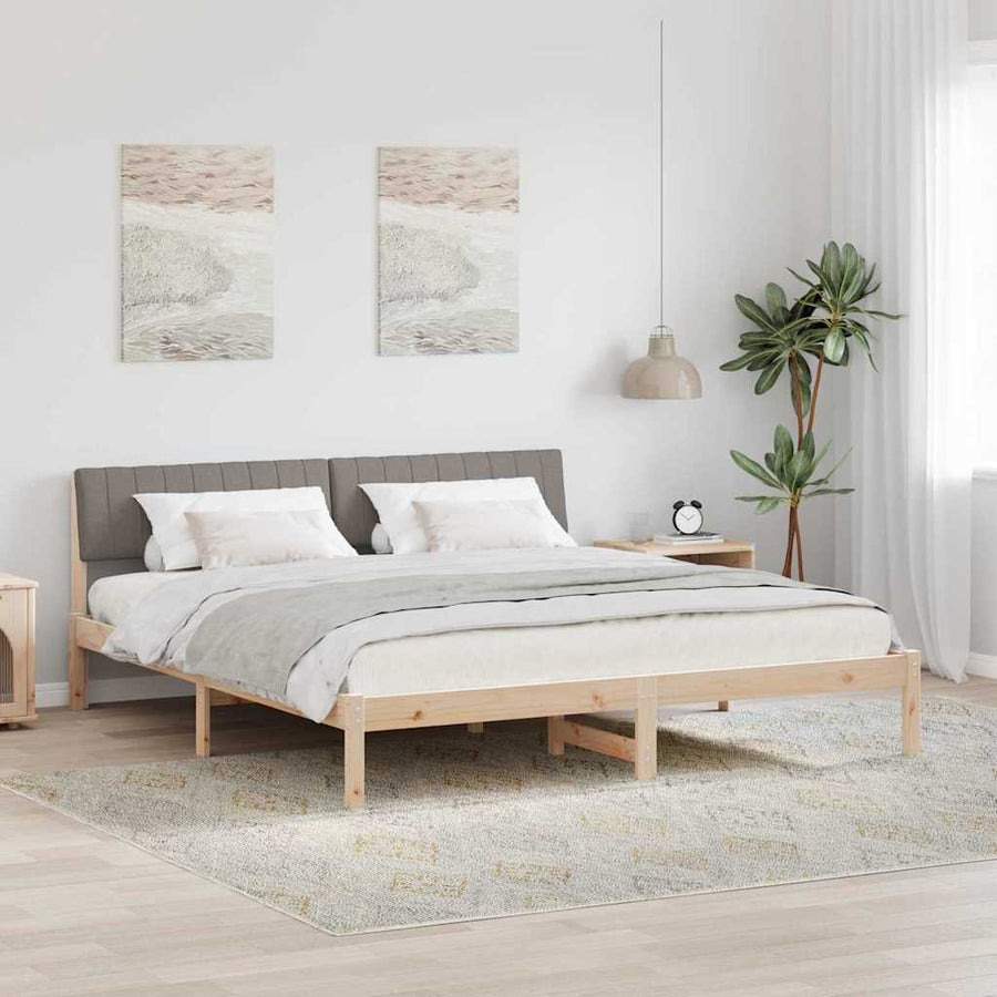 Bedframe Bruin en taupe 180 x 200 cm Massief grenenhout