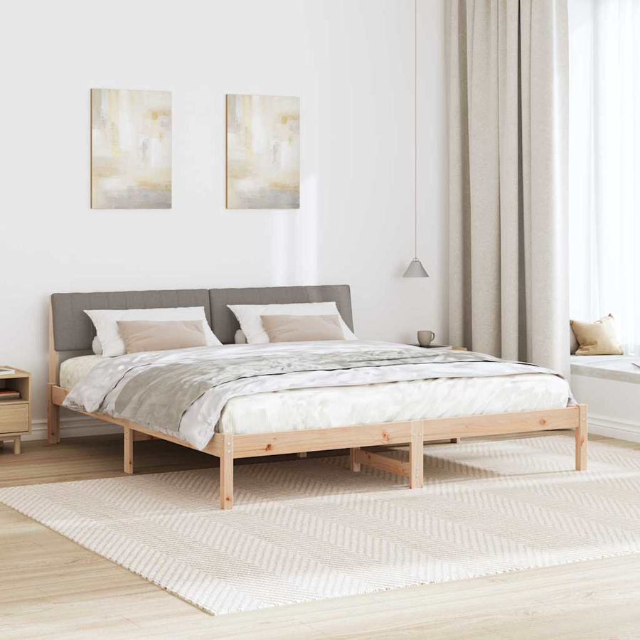Bedframe Bruin en taupe 180 x 200 cm Massief grenenhout