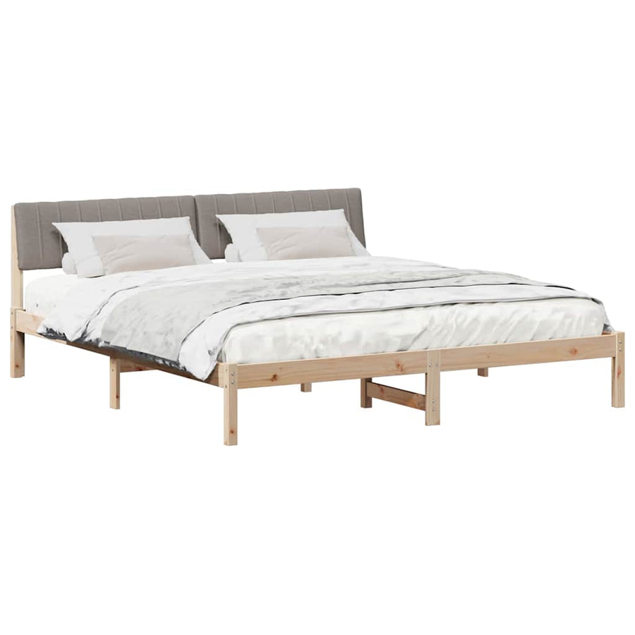 Bedframe Bruin en taupe 180 x 200 cm Massief grenenhout