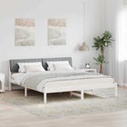 Bed frame White and light grey 180 x 200 cm Solid pine wood