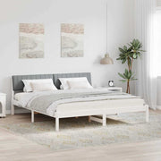 Bedframe 180x200 cm wit lichtgrijs massief grenenhout