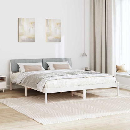 Bedframe Wit en lichtgrijs 180 x 200 cm Massief grenenhout