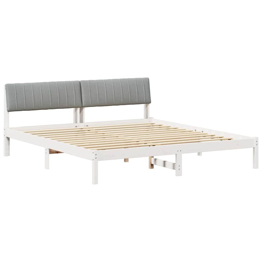 Bedframe Wit en lichtgrijs 180 x 200 cm Massief grenenhout