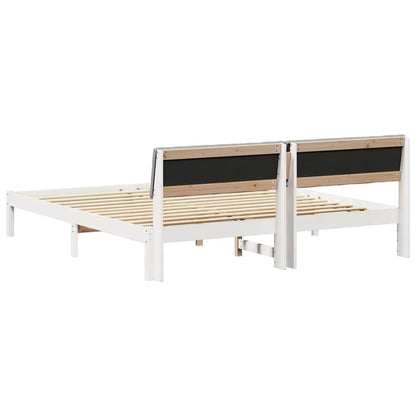 Bedframe Wit en lichtgrijs 180 x 200 cm Massief grenenhout