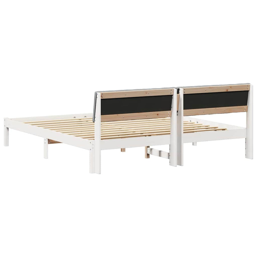 Bedframe Wit en lichtgrijs 180 x 200 cm Massief grenenhout