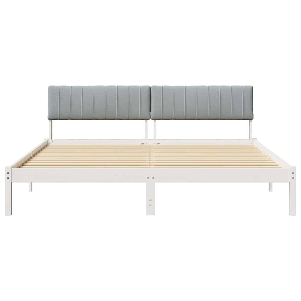 Bedframe Wit en lichtgrijs 180 x 200 cm Massief grenenhout
