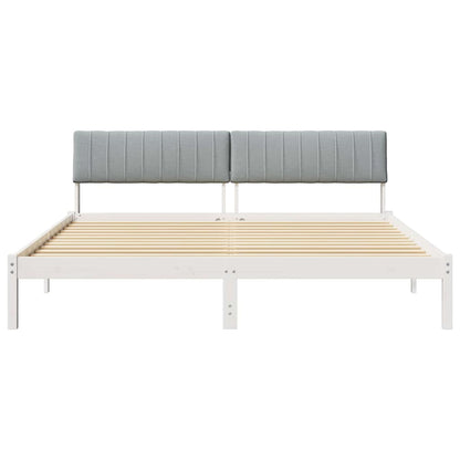 Bedframe Wit en lichtgrijs 180 x 200 cm Massief grenenhout