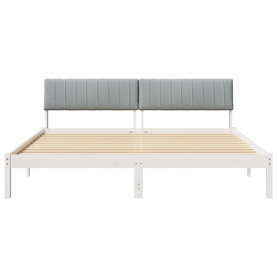 Bedframe Wit en lichtgrijs 180 x 200 cm Massief grenenhout